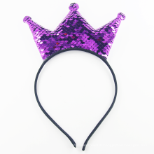 Hot Sales Sequins Crown Hair Band Princess Plastic Hairband Girls Crown Party Headband